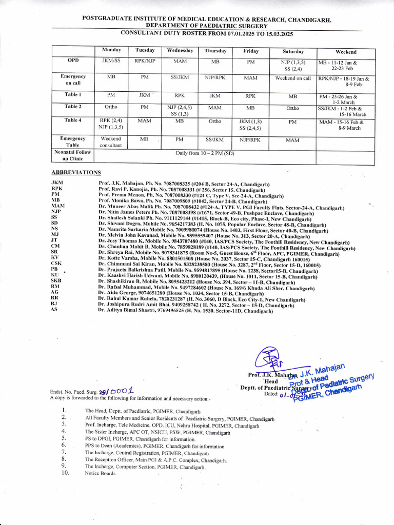 Consultant Duty Roster From 07012025 To 1503202501jan2025161431 | PDF