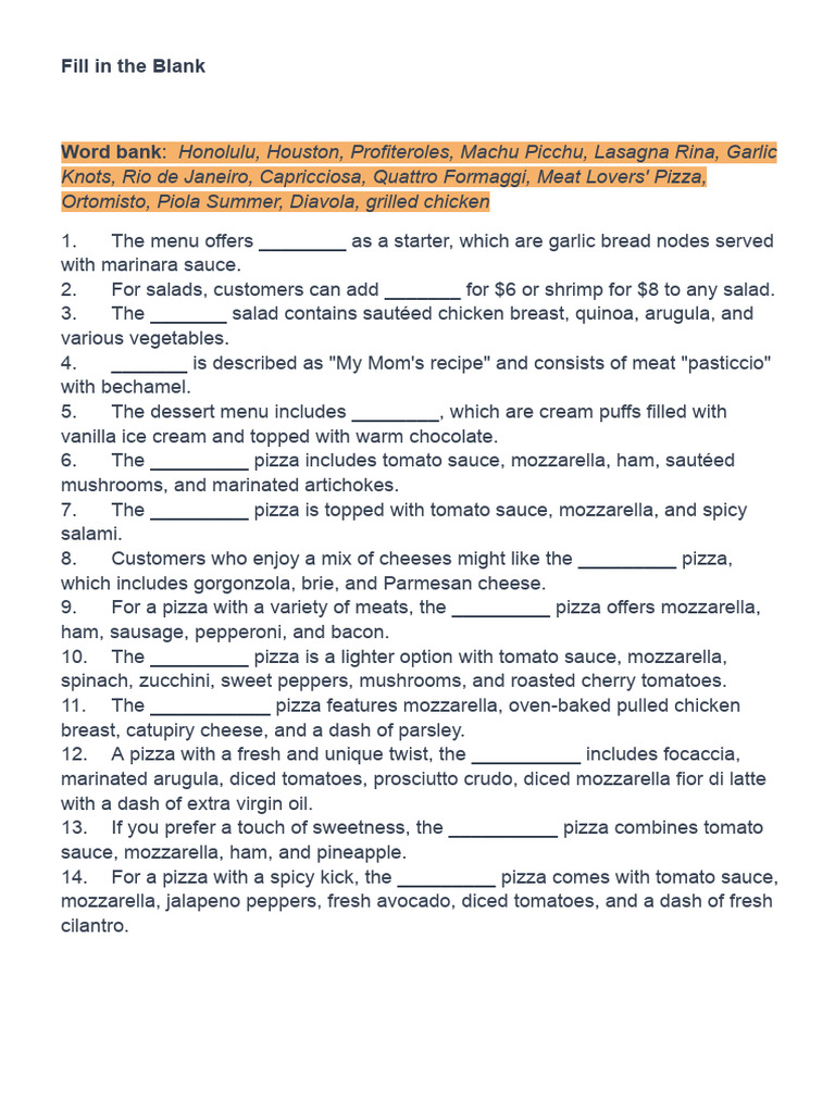 MENU | PDF