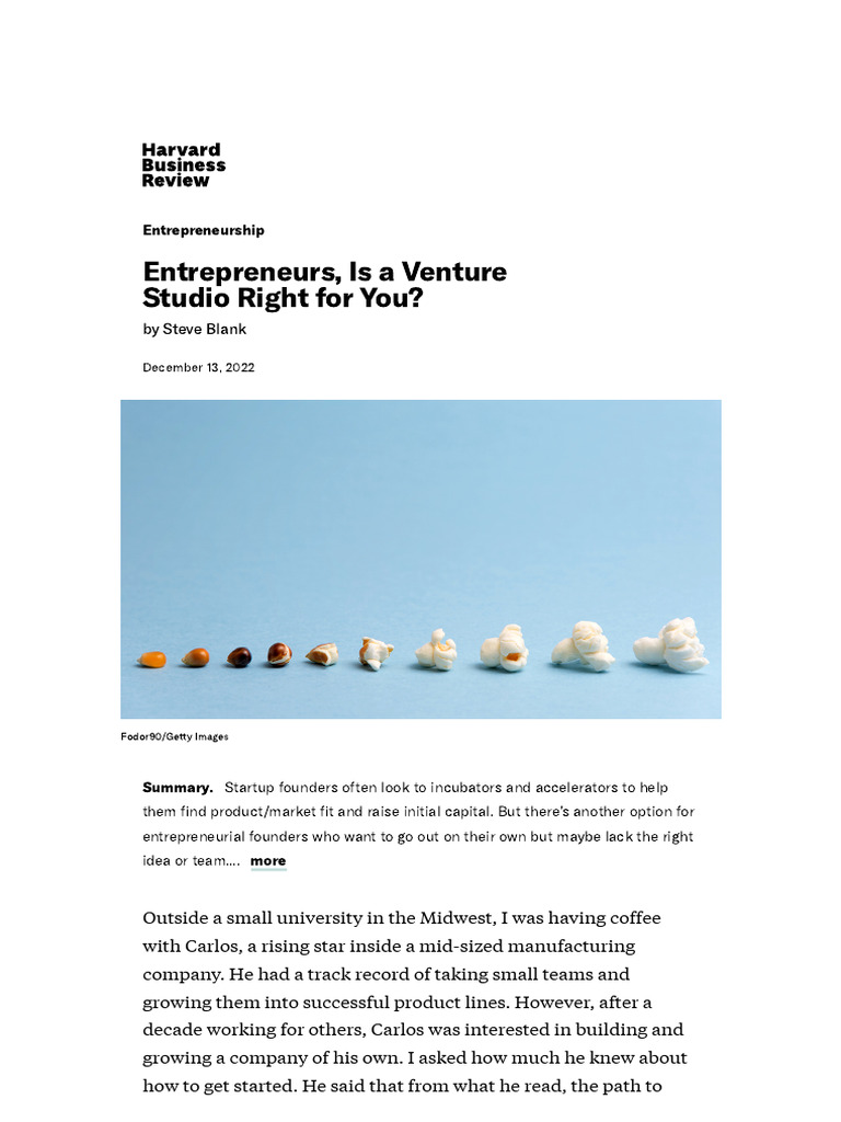 Understanding Venture Studios' Model | PDF | Startup Company | Small ...