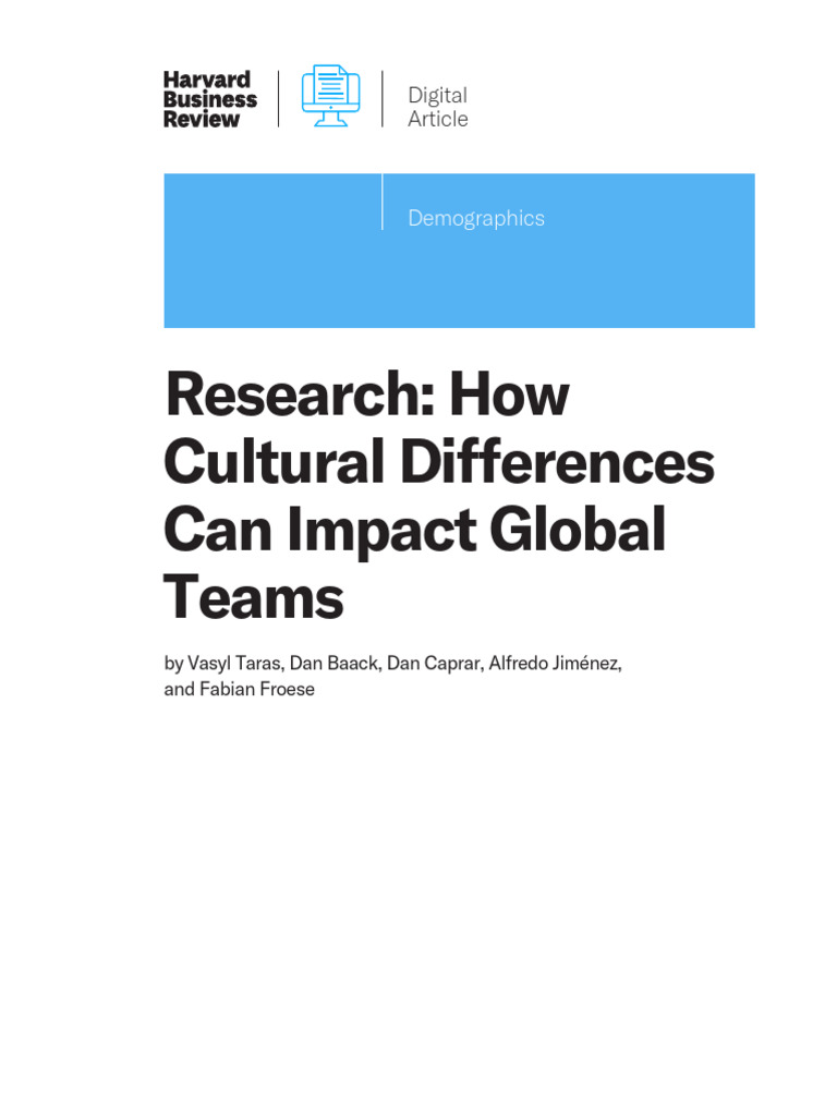 Research_ How Cultural Differences Can Impact Global Teams | PDF ...
