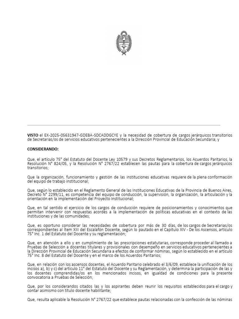 Dispo 2025 90 gdeba ssedgcye ps 2025 secretarias os secundaria y