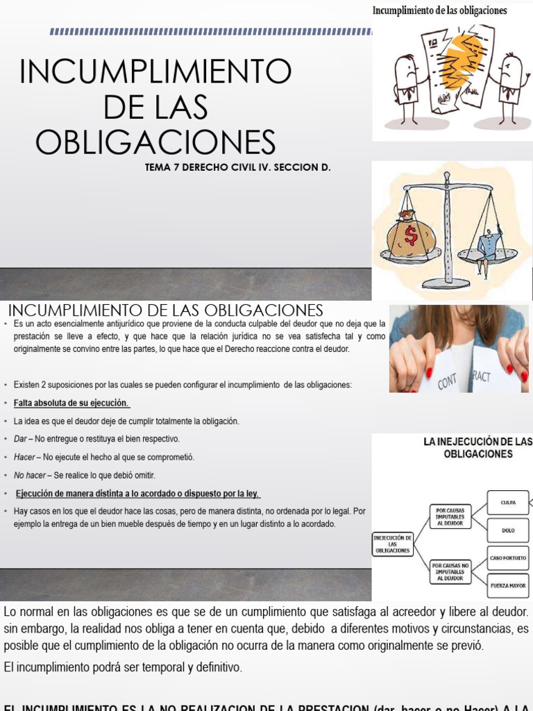 Incumplimiento de Obligaciones en Derecho Civil | PDF | Daños y ...