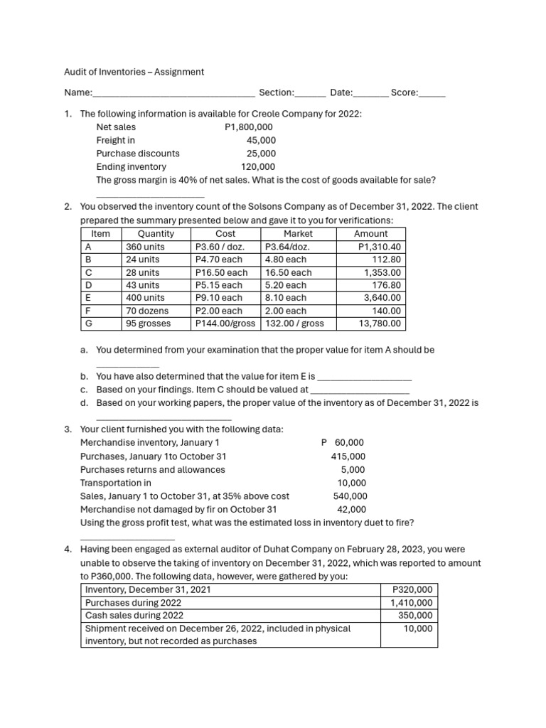 Inventory Audit and Valuation Analysis | PDF | Accounts Payable | Inventory