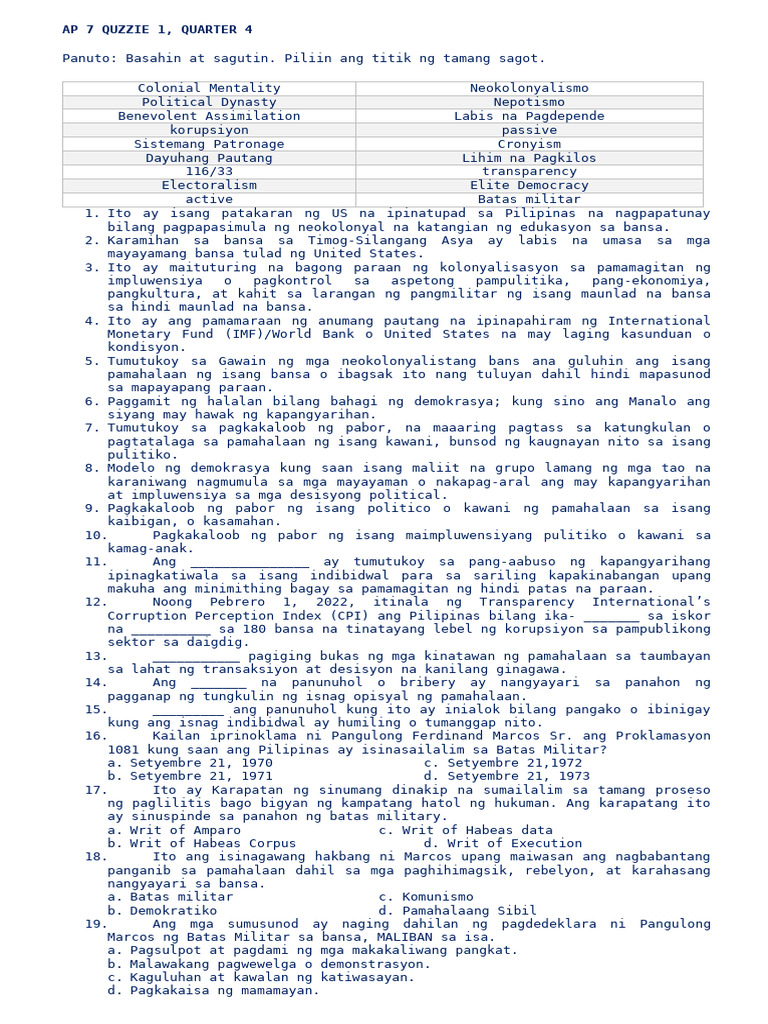 Ap 7 Quzzie 3 Q3 | PDF