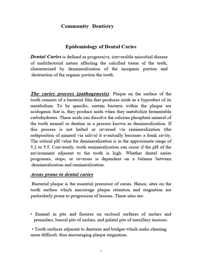 Epidemiology of Dental Caries | PDF | Tooth Enamel | Tooth