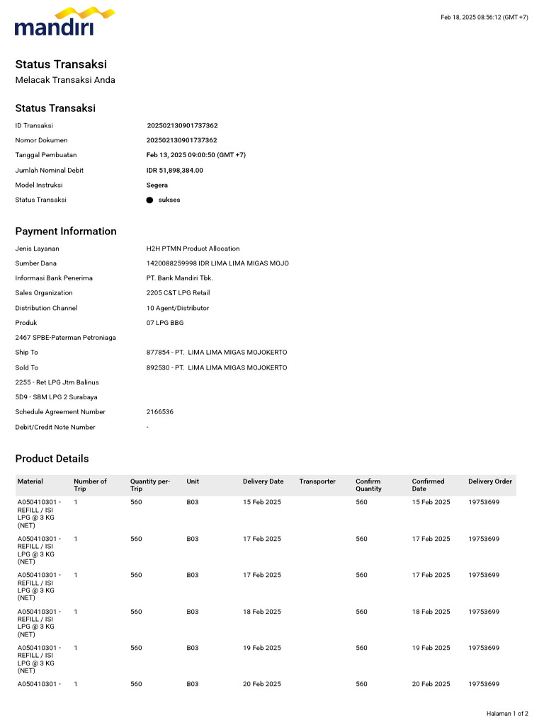 Status Transaksi | PDF | Service Industries