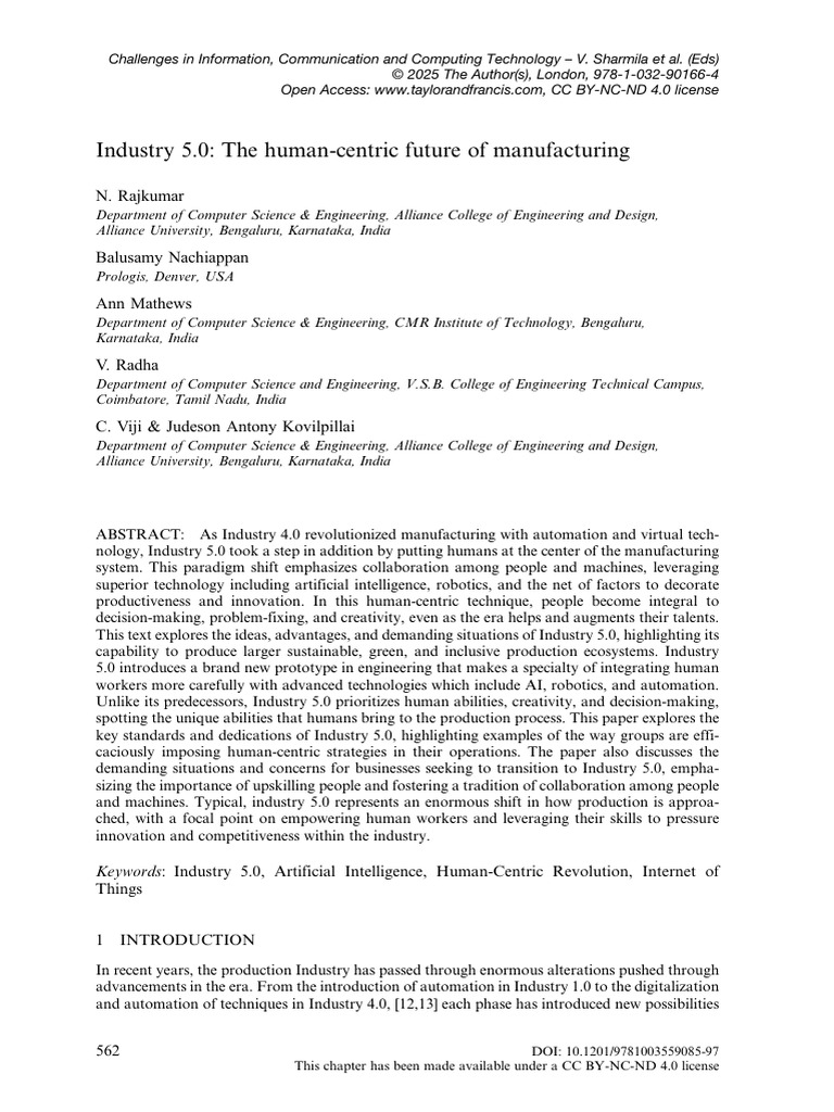 Industry 5.0: Human-Centric Manufacturing | PDF | Creativity | Business
