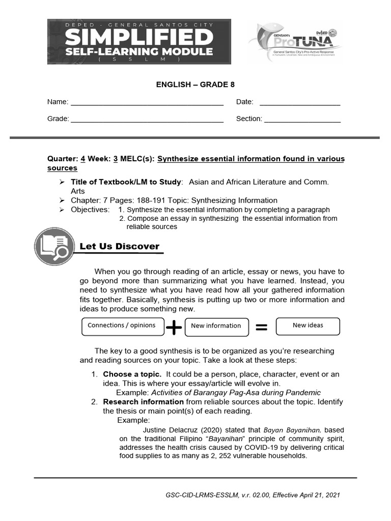 English 8 Q4 SSLM - Week 3 Final 1 | PDF | Vaccines | Public Health