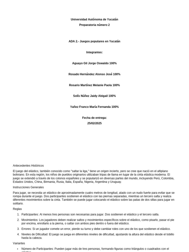 ADA 2. - Juegos Populares en Yucatán | PDF