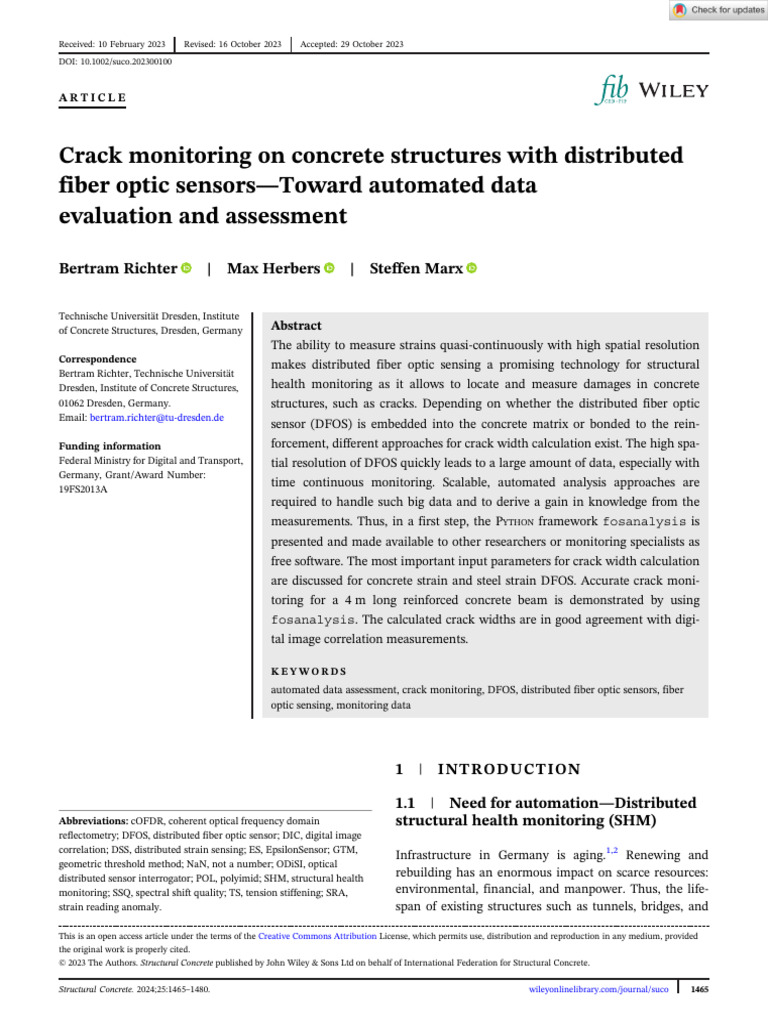 Crack Monitoring On Concrete Structures With Distributed Fiber Optic ...