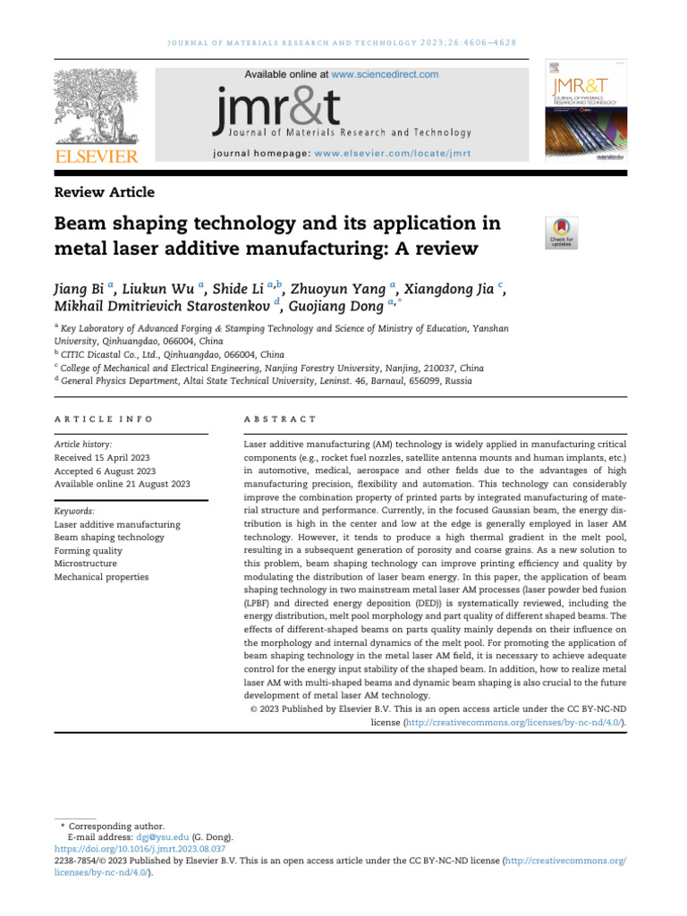 Beam Shaping in Metal Laser AM | PDF | Optics | Laser