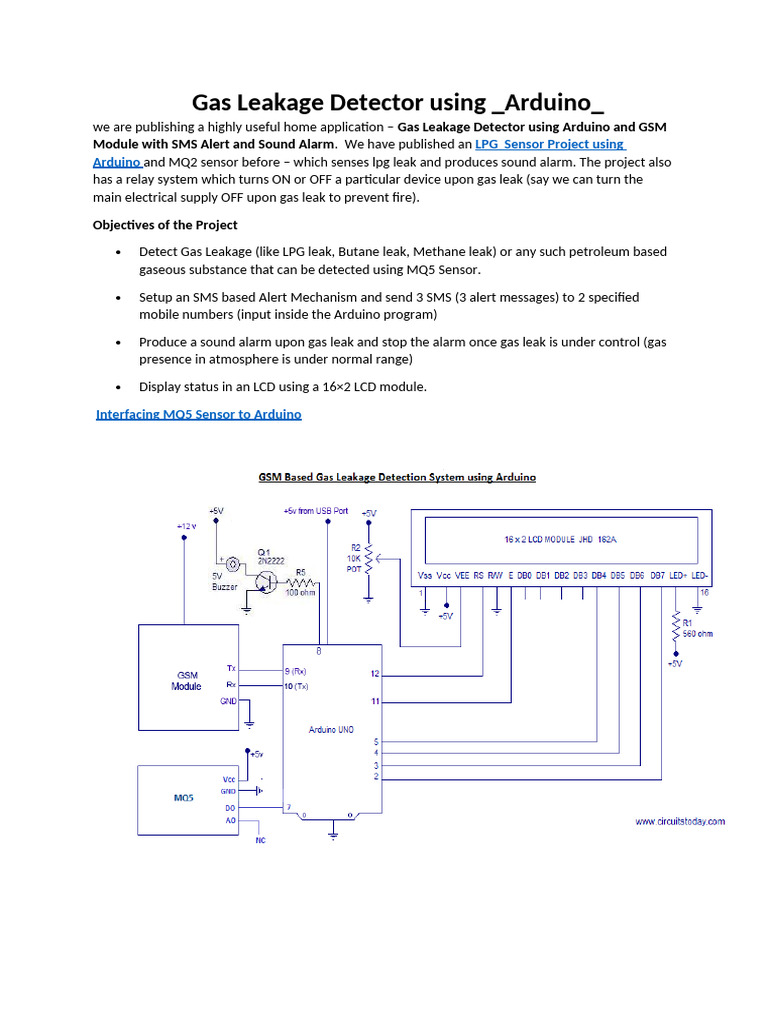 Gas Leakage Detector with SMS Alert | PDF