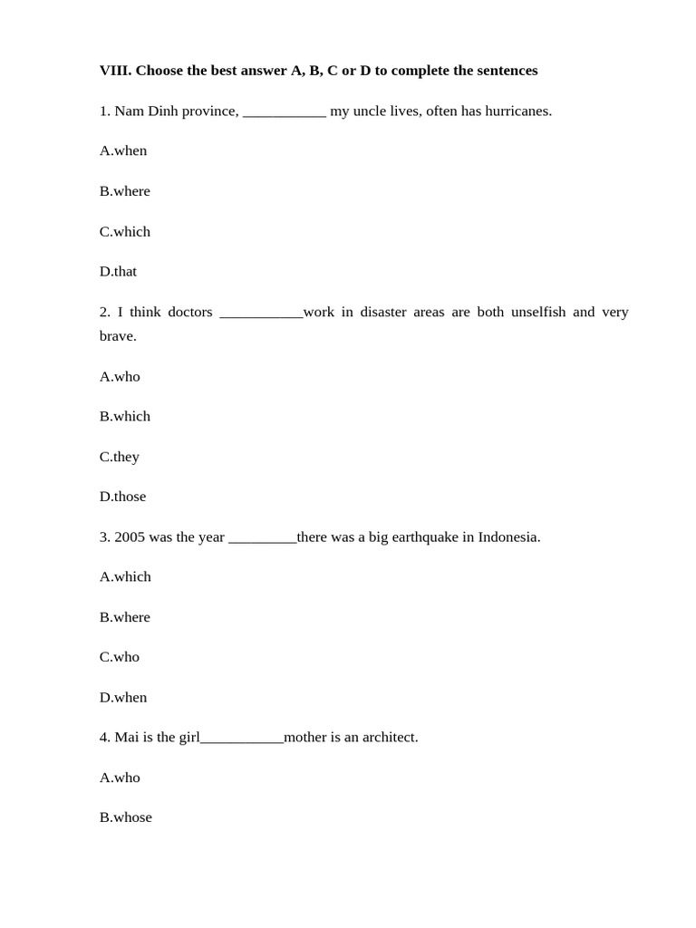 Sentence Completion Practice Quiz | PDF