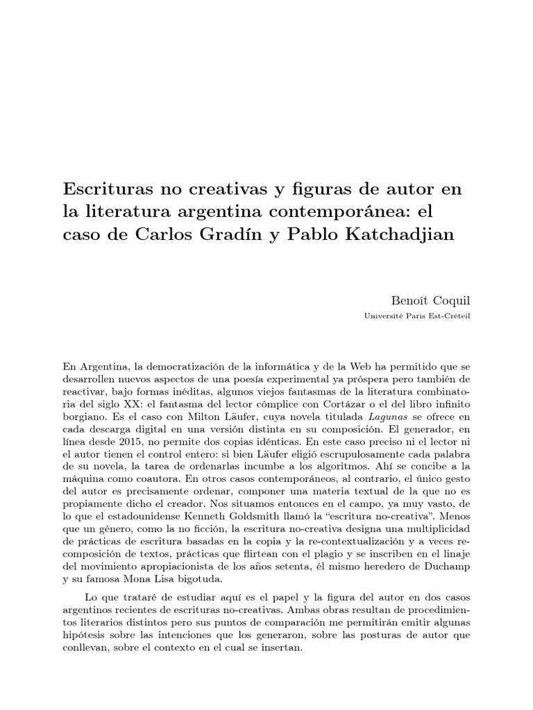 Cap 45 - Escrituras No Creativas. Carlos Gradin y Pablo Katchadjian ...