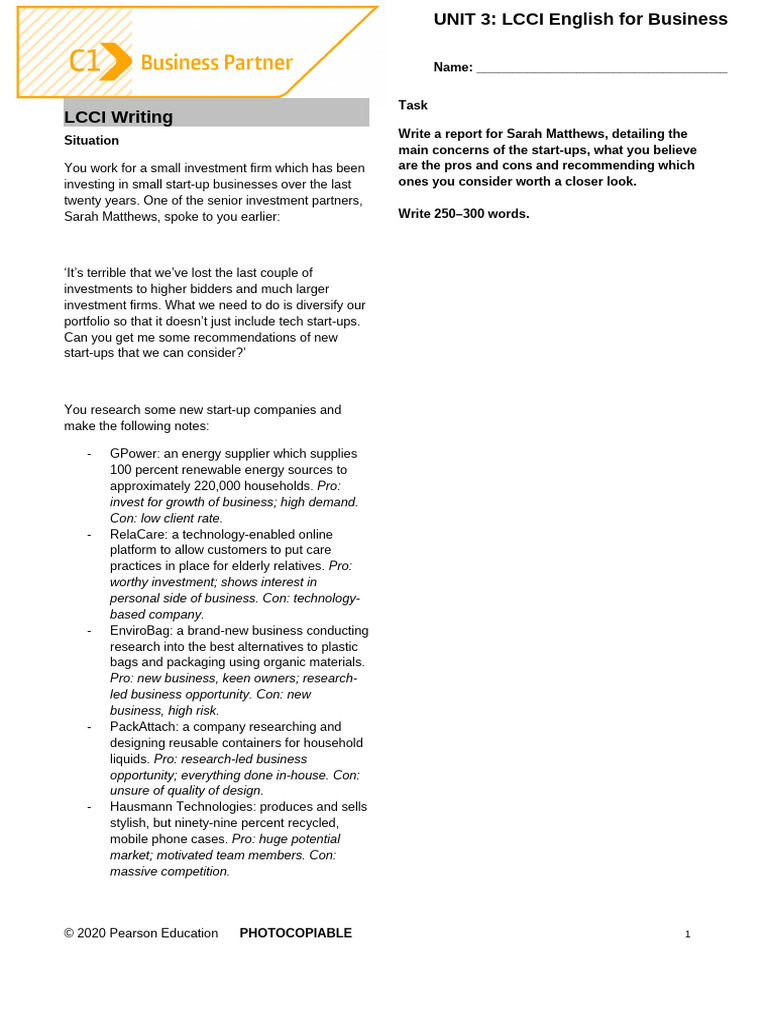 BP C1 Tests Unit3 LCCI Report | PDF | Investing | Economies