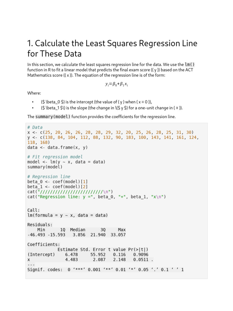 Least Squares Regression Analysis in R | PDF | Linear Regression ...