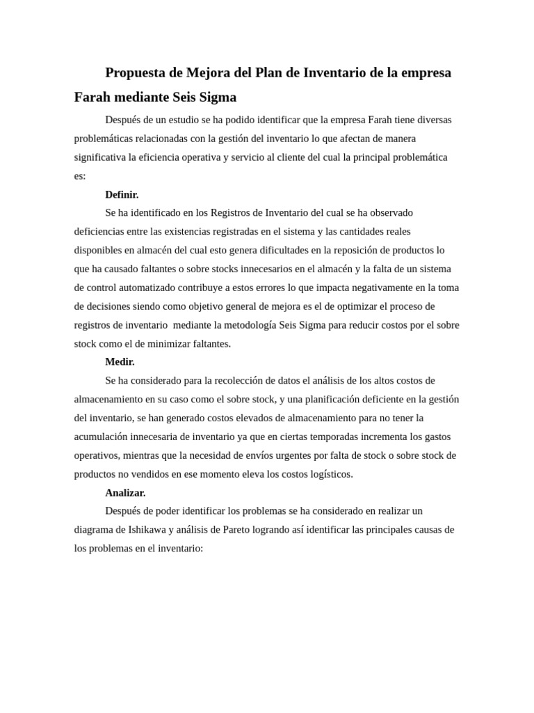 Propuesta de Mejora de Inventario | PDF | Six Sigma | Logística