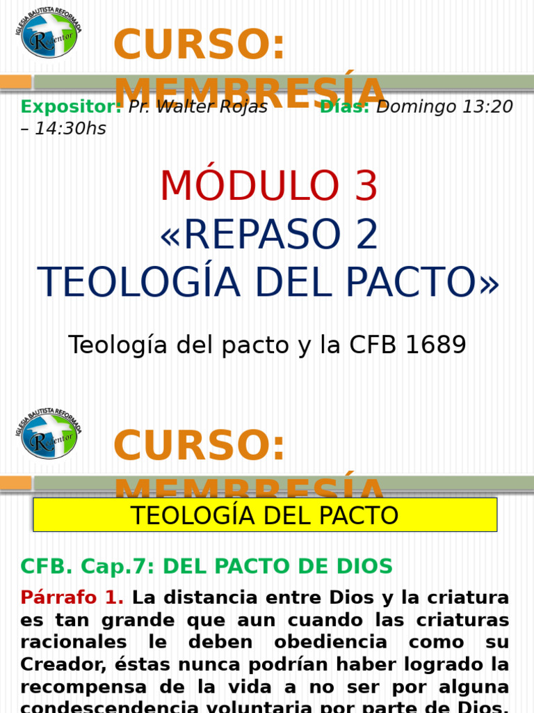 Teología del Pacto en la CFB 1689 | PDF | Gracia divina | Libro del Génesis