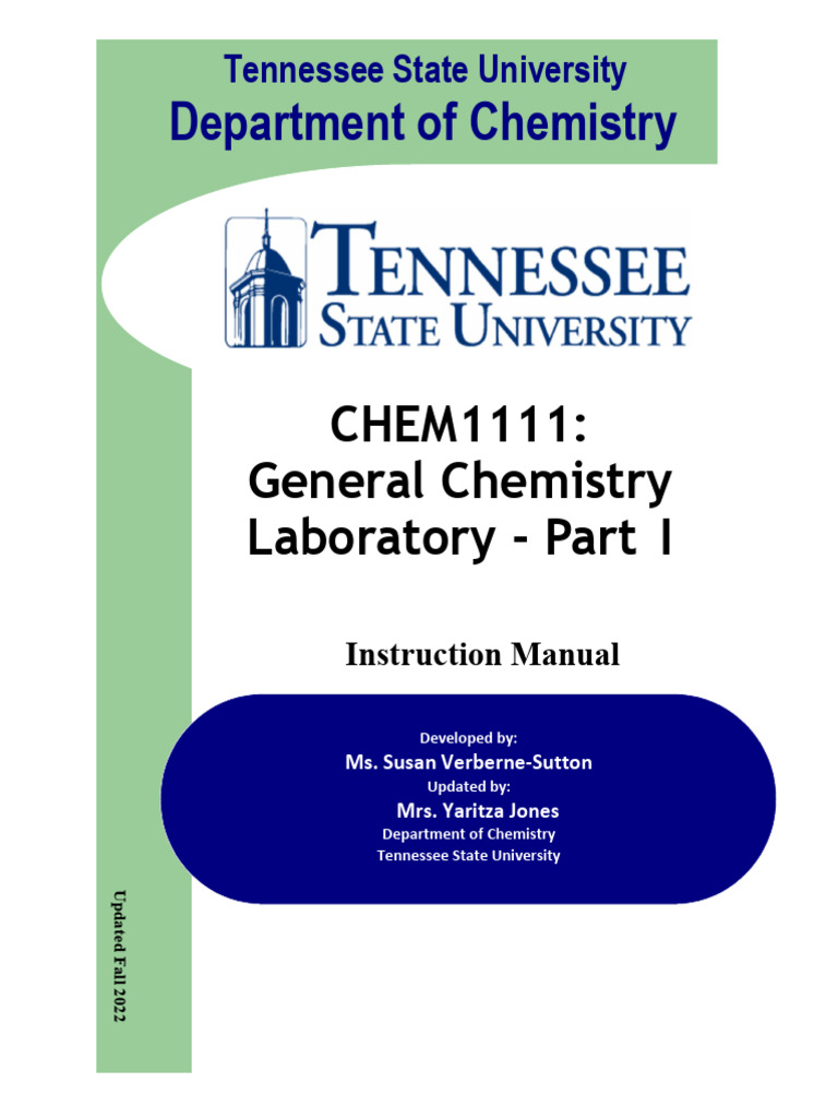 TSU CHEM1111 Lab Manual Guide | PDF | Accuracy And Precision ...