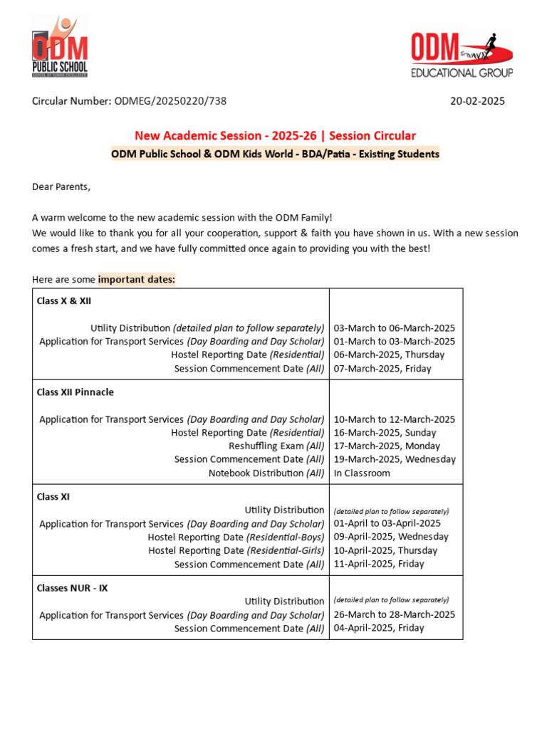 OPS Session Circular 2025-26 (Existing Students) | PDF | Mobile App ...