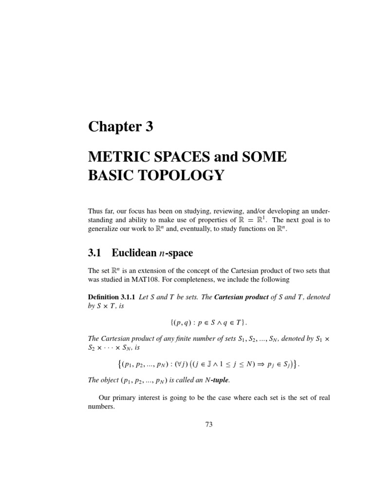 METRIC SPACES and SOME BASIC TOPOLOGY PDF Compact Space Metric Space