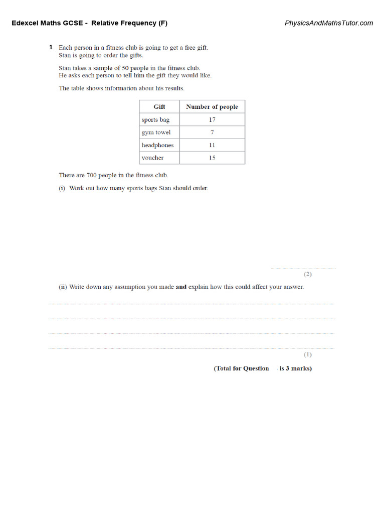 Edexcel GCSE: Relative Frequency Guide | PDF
