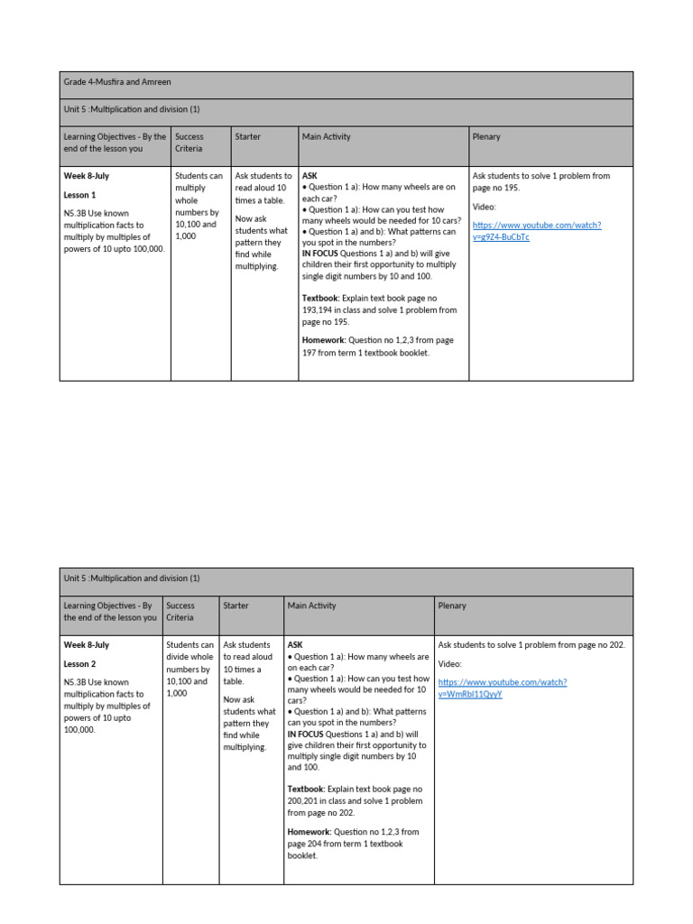 Grade 4 Math: Multiplication & Perimeter | PDF | Multiplication | Length