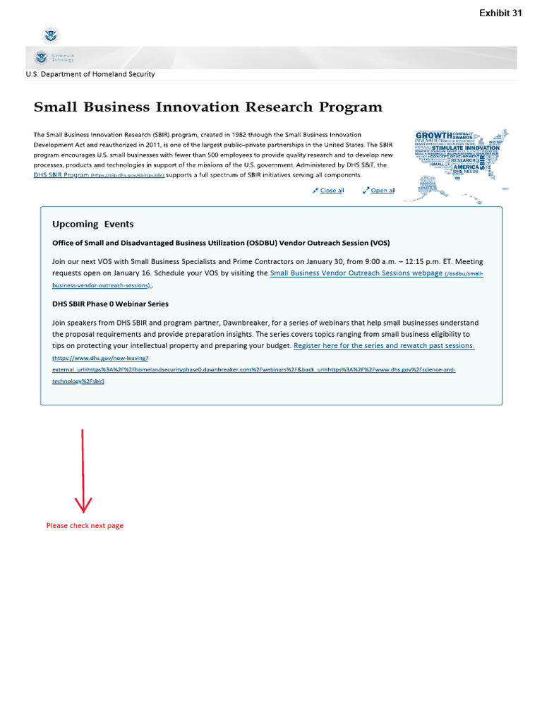 DHS SBIR Program Webinars & Events | PDF | United States Department Of ...