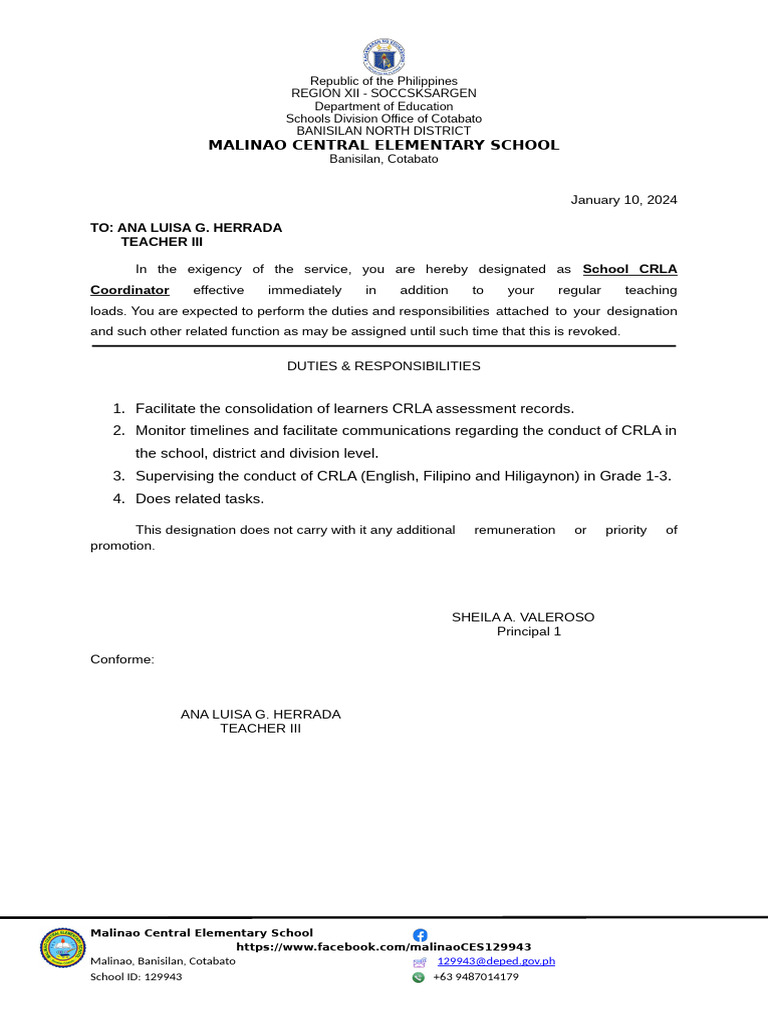 CRLA Coordinator Designation Notice | PDF