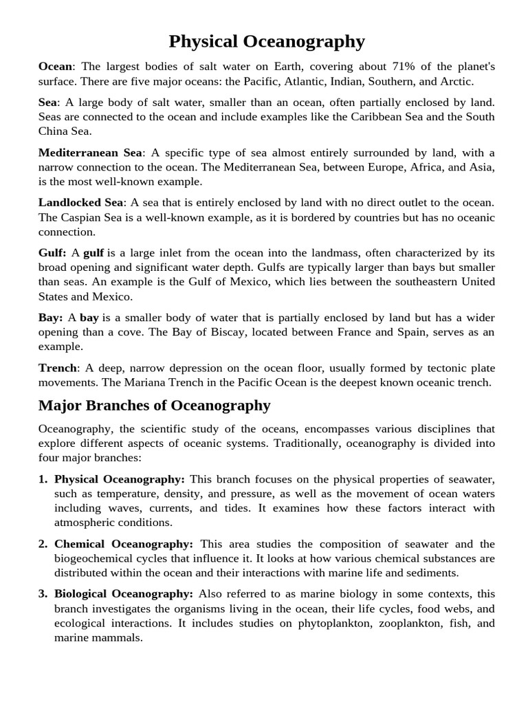 Physical Oceanography (Basics) | PDF | Oceans | Sonar