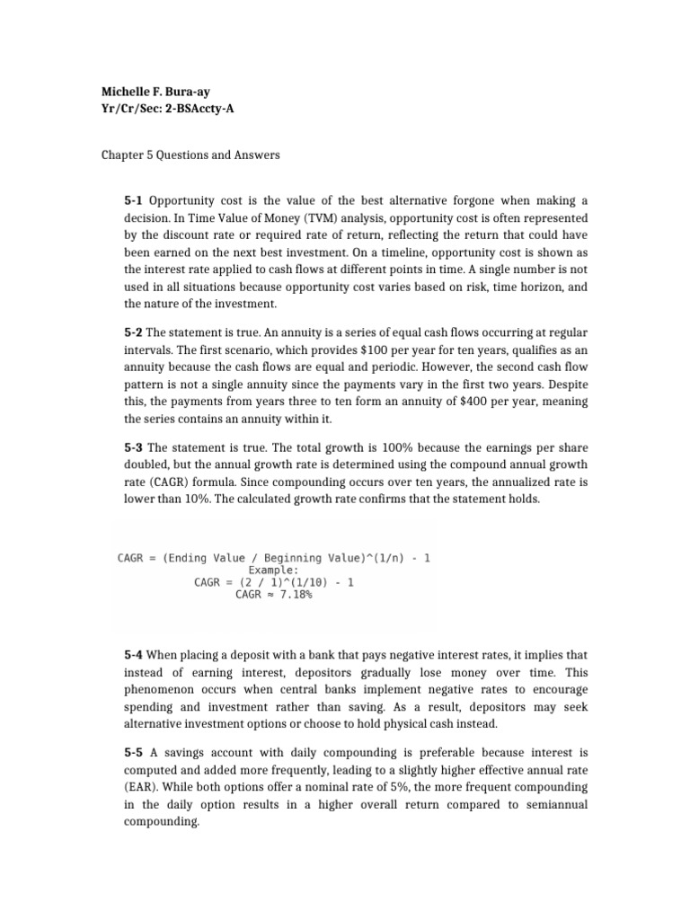 Chapter 5 QA Final Corrected Michelle Bura-Ay | PDF | Annual Percentage ...