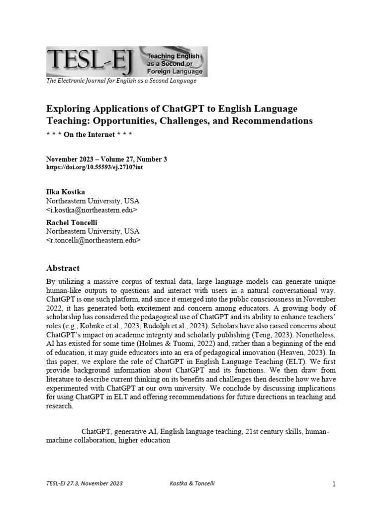 ChatGPT in English Language Teaching | PDF | Intelligence (AI ...