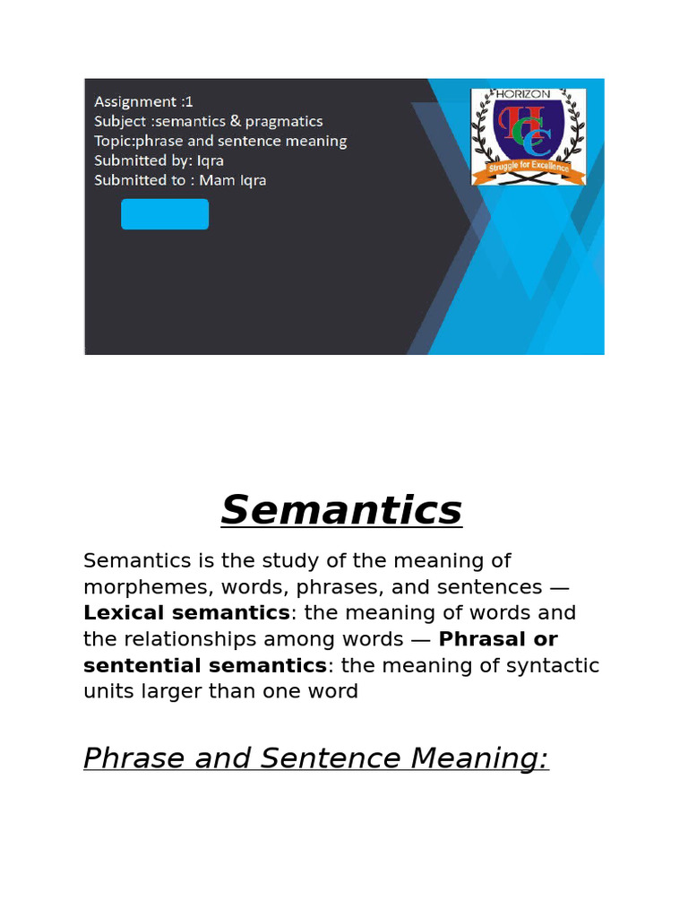 Understanding Semantics: Phrases vs. Sentences | PDF | Semantics ...