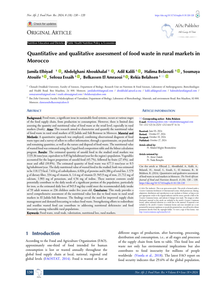 Quantitative and Qualitative Assessment of Food Wa | PDF | Food ...