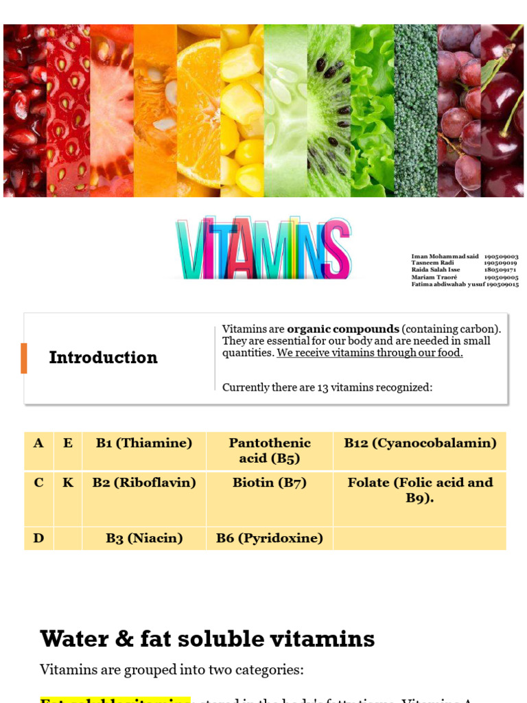 Vitamins Group Presentation - Mother & Child Nutrition | PDF | Vitamin ...