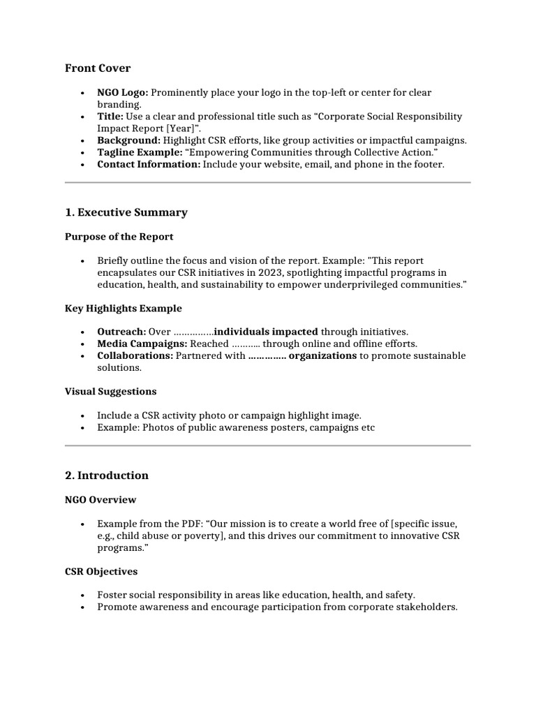 CSR Impact Report Template 2023 | PDF | Corporate Social Responsibility