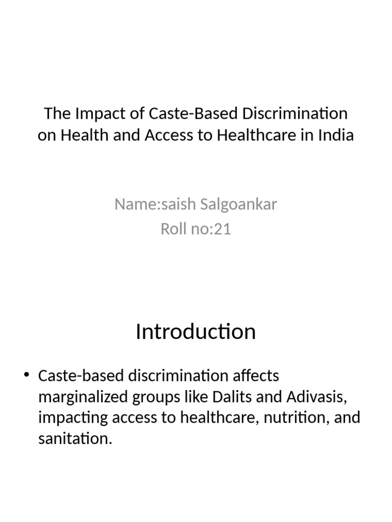 Caste Discrimination's Impact on Health in India | PDF | Health Care ...