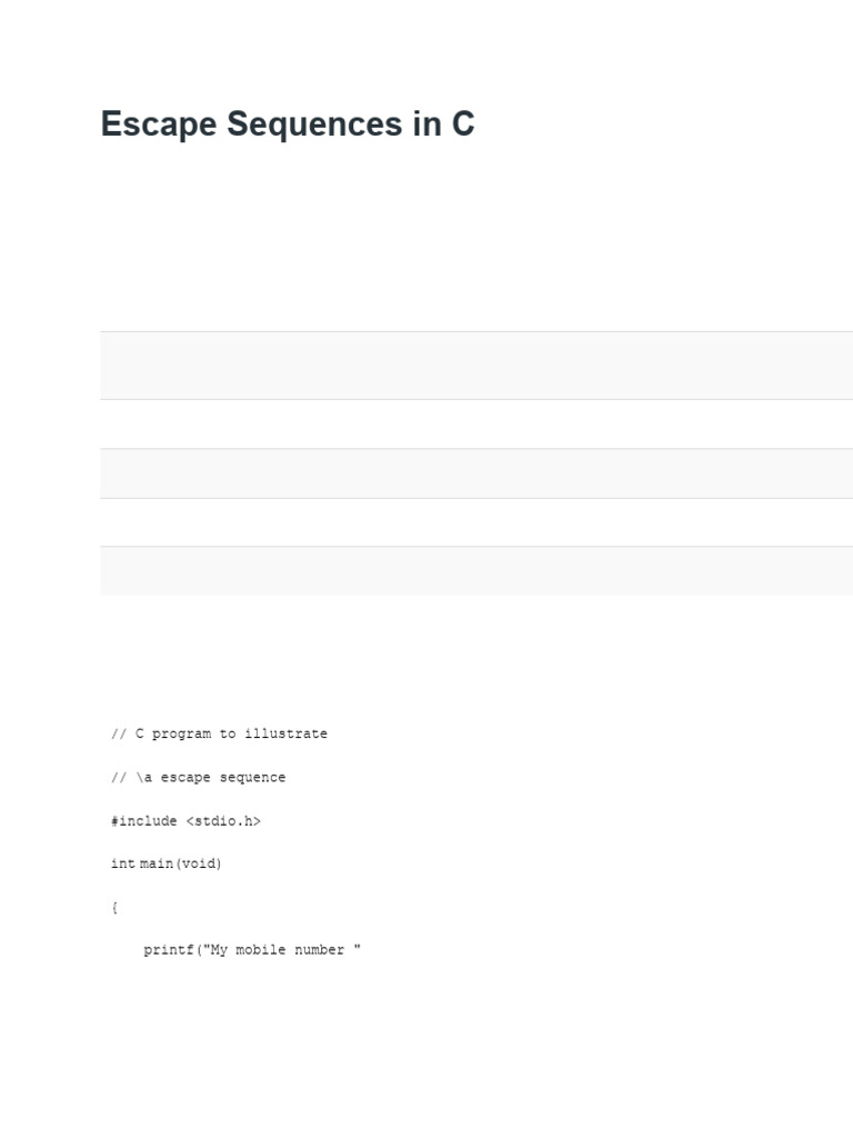 C Programming Escape Sequences Guide | PDF | Software Engineering ...