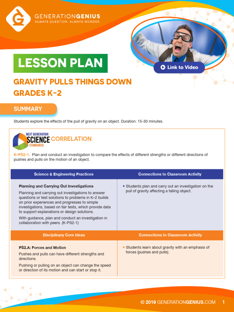 Gravity Lesson Plan GG | PDF | Force | Gravity
