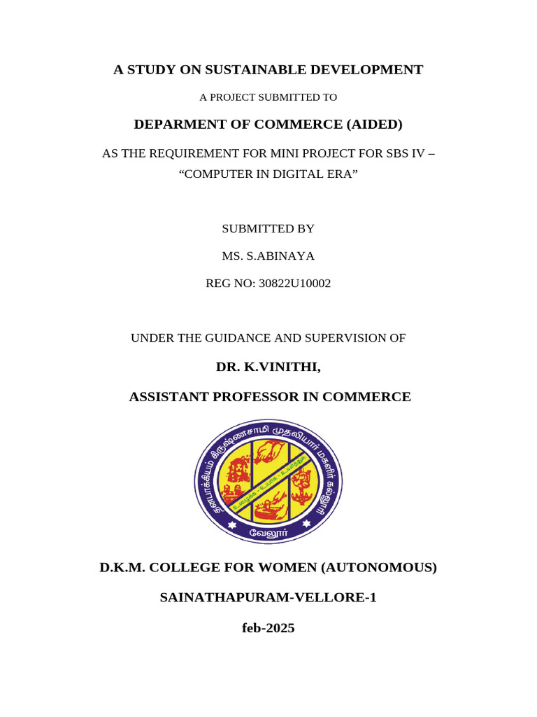 Sustainable Development Study Project | PDF