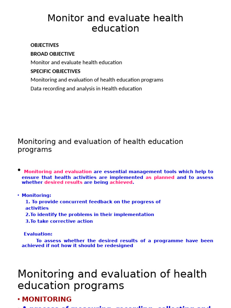 Health Education Monitoring & Evaluation Guide | PDF | Monitoring And ...