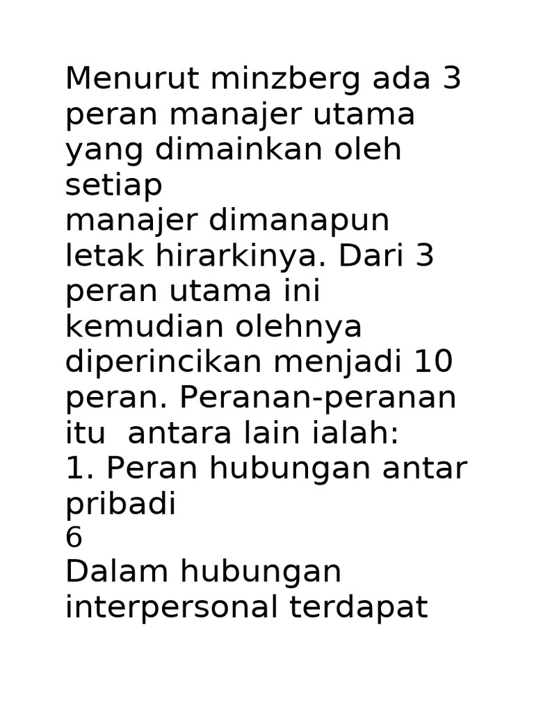 10 Peran Utama Manajer Menurut Mintzberg | PDF