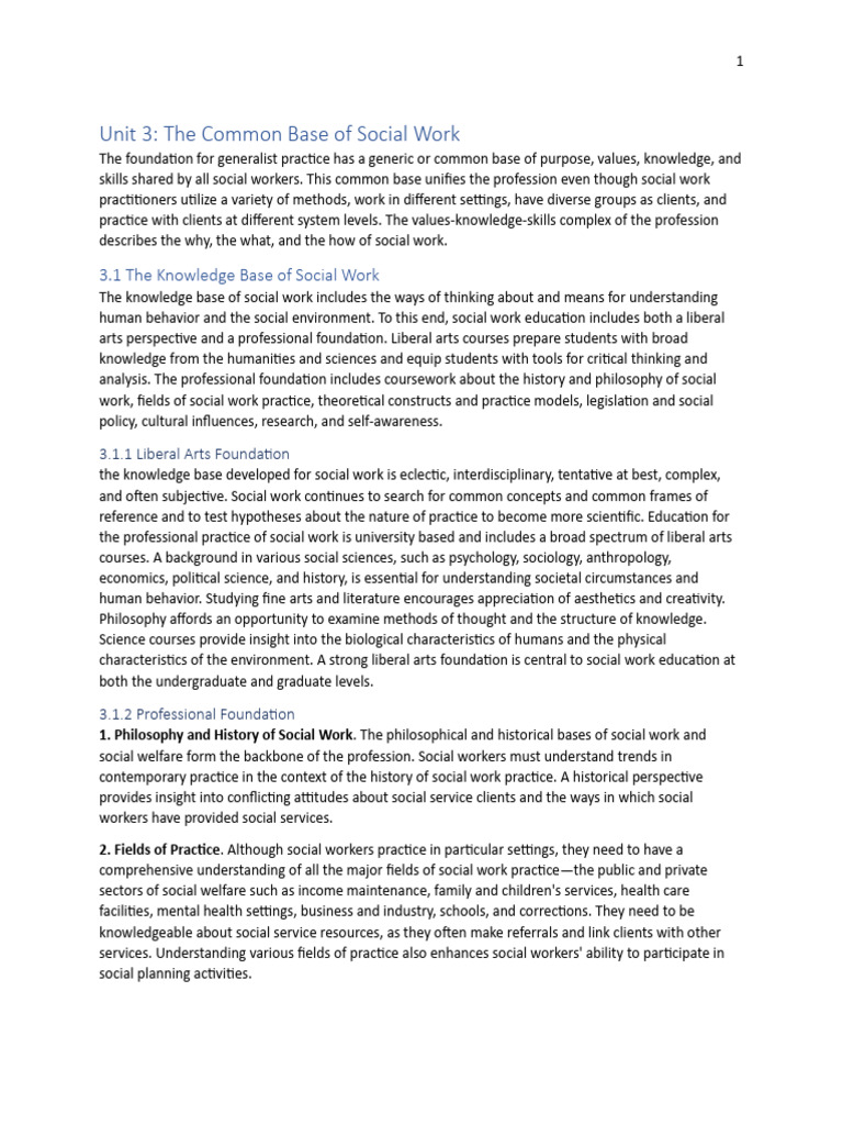 Common Base of Social Work Practice | PDF | Social Work | Knowledge