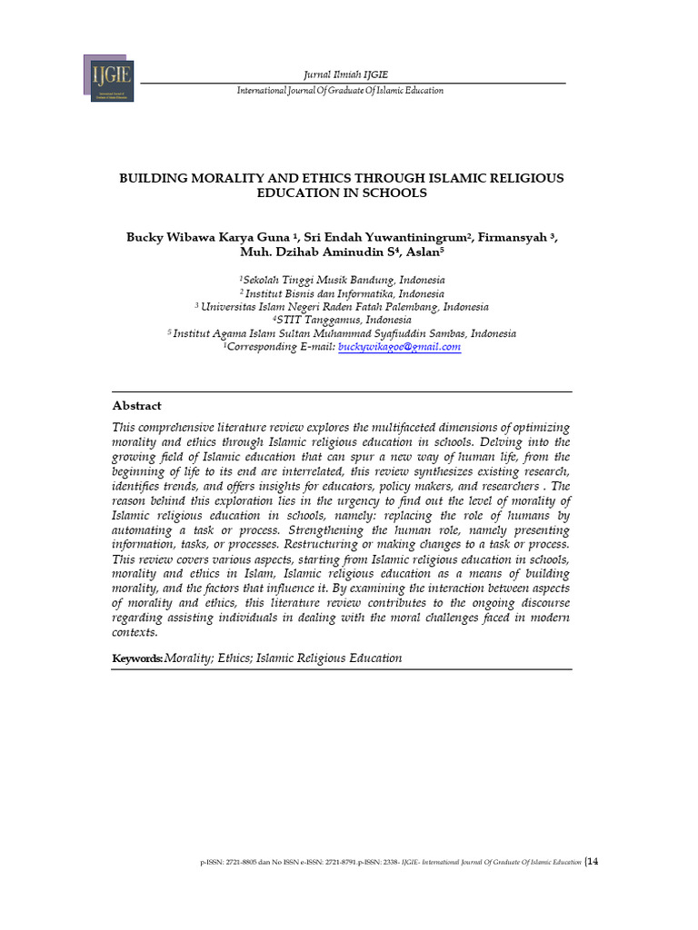 Morality and Ethics in Islamic Education | PDF | Morality | Teachers