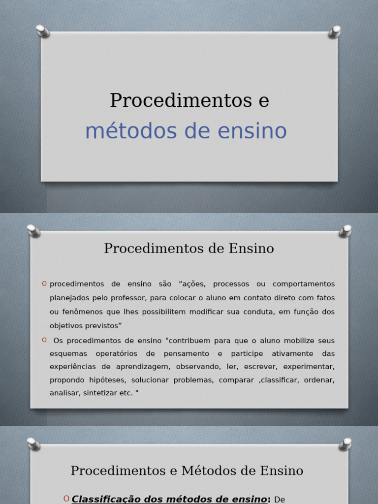 Procedimentos e Métodos de Ensino | PDF | Método de ensino | Pedagogia