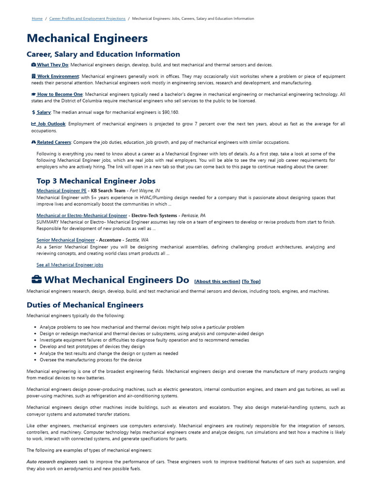 Mechanical Engineering Career Guide | PDF | Mechanical Engineering ...