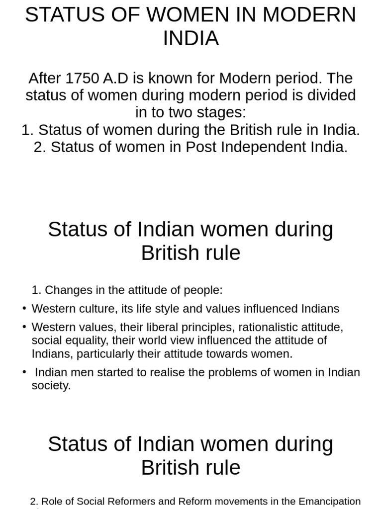 Status of Women in Modern India | PDF | Marriage | British Raj