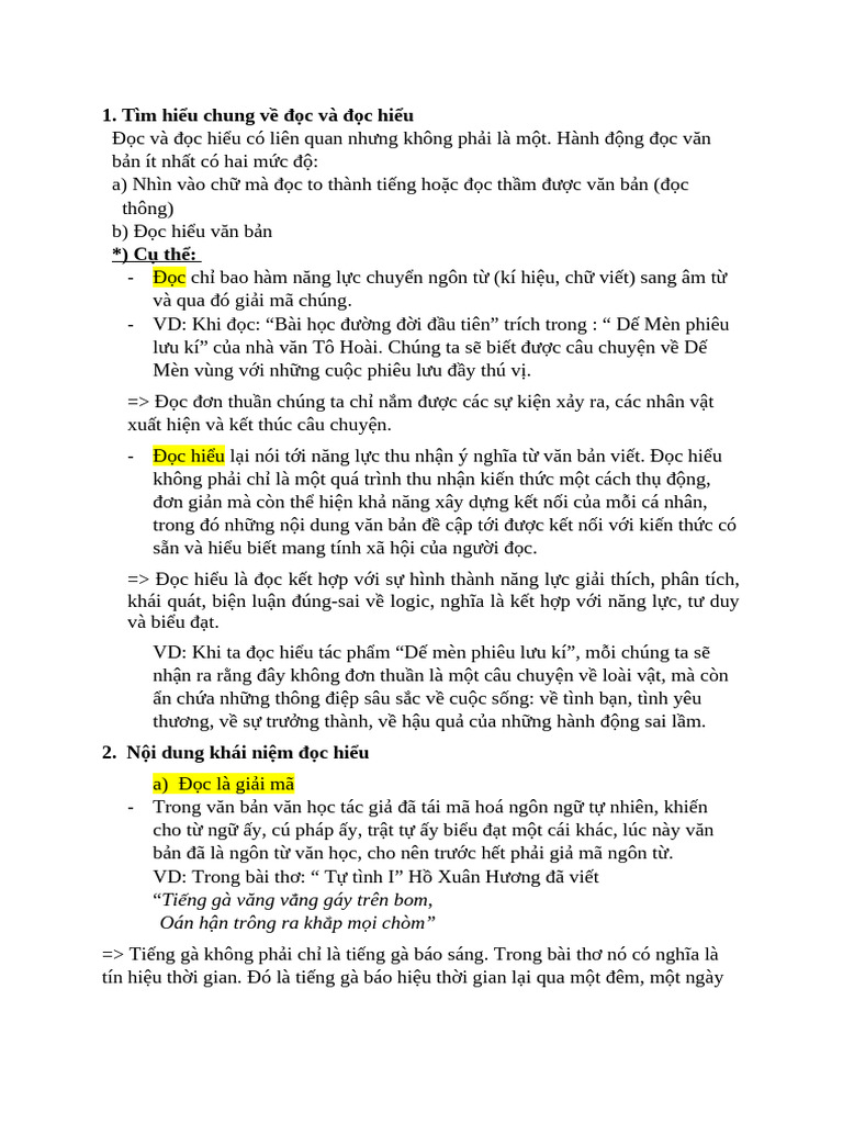 Quan niệm đọc và đọc hiểu văn bản cuối | PDF
