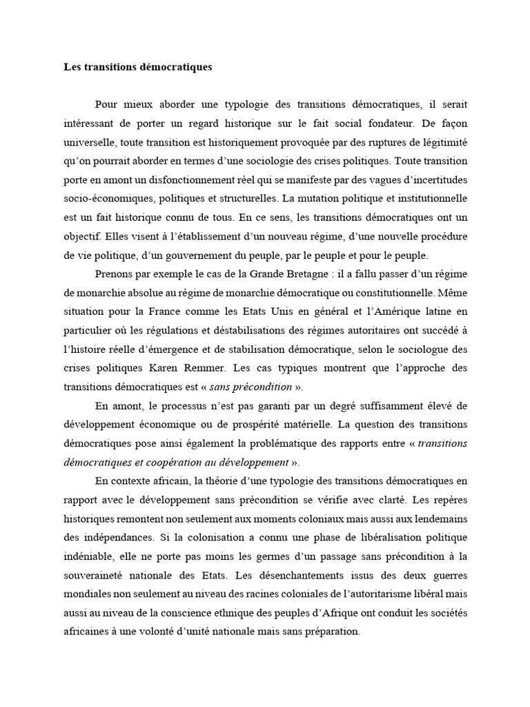 Typologie des transitions démocratiques | PDF