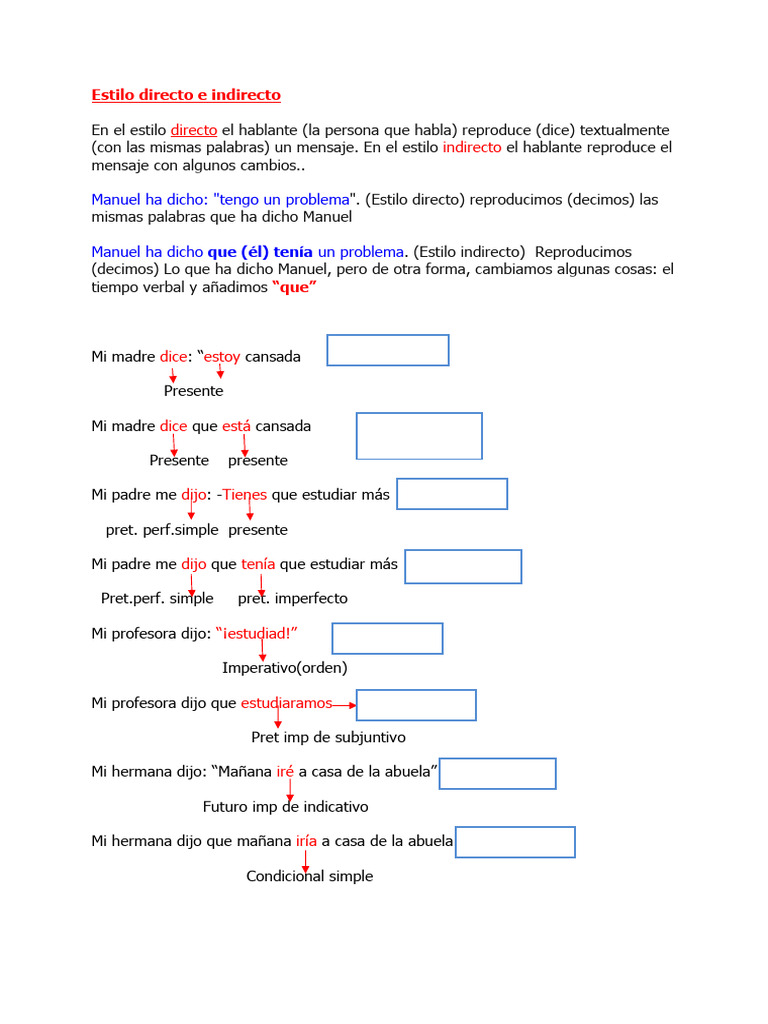 Estilo Directo e Indirecto | PDF | Lingüística